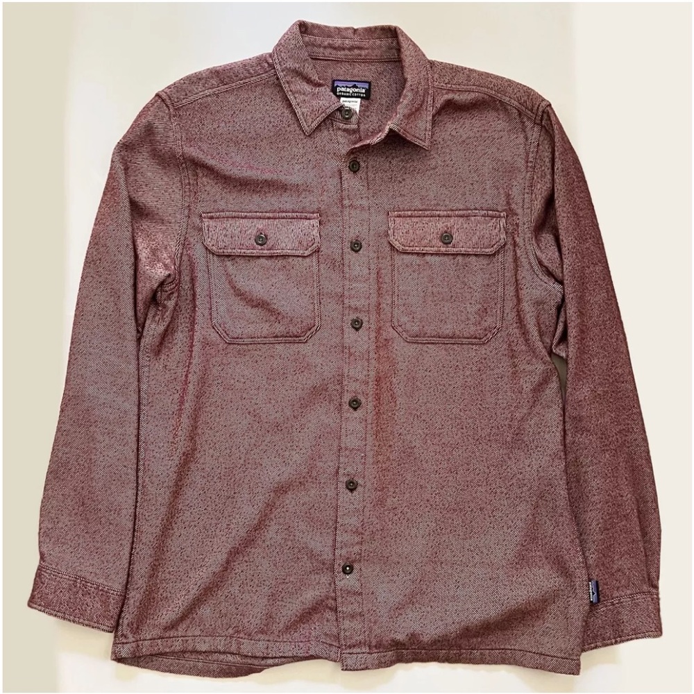 Patagonia Shirt Burgundy Maroon Red Organic 100% Cotton Men's Medium
